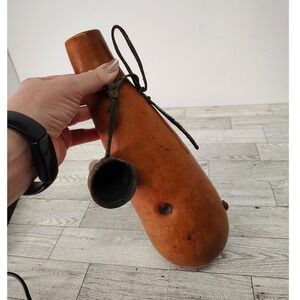 Vintage Gourd‎ Canteen Primitive Rustic Decor Boho Farmhouse Accent 11" Oddity